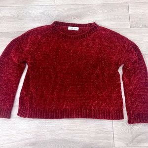 Super soft red "Molly Green" velvety waffle-knit sweater